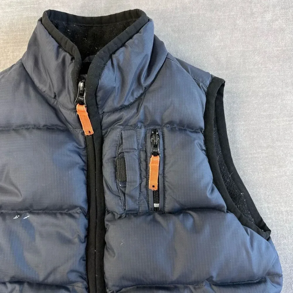 GAP Kids Jacket size XS (4) Navy DOWN Quilted Full Zip Fleece Lined‎ Puffer Vest